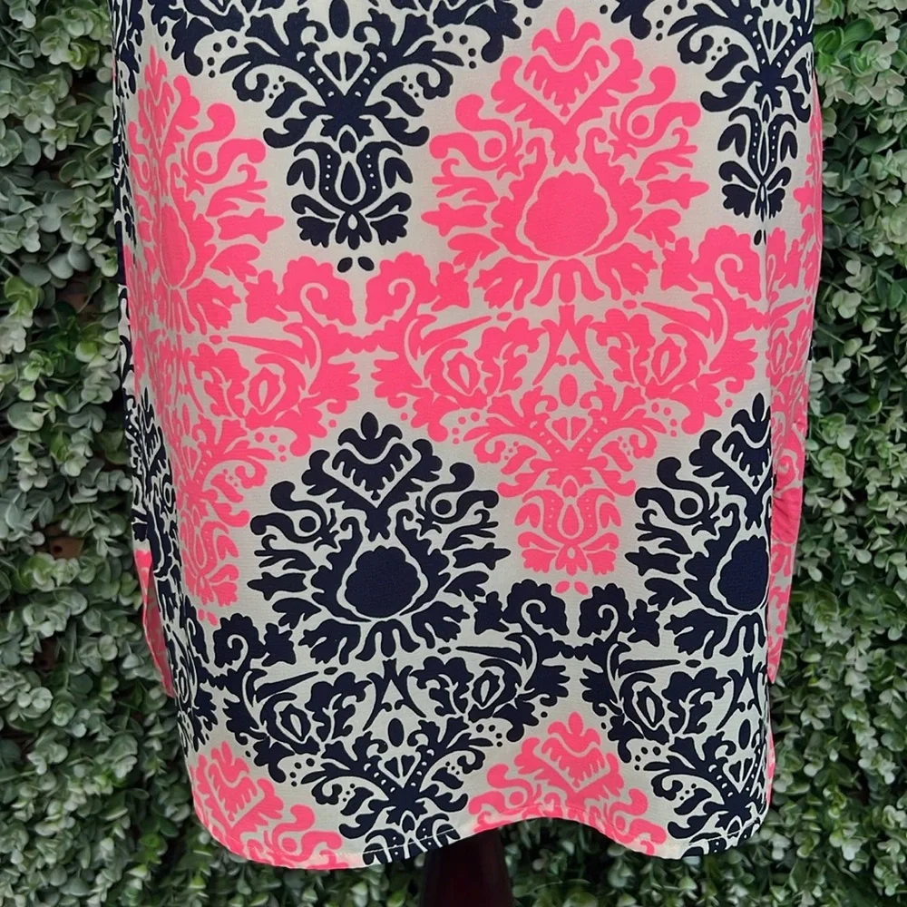 Monteau Sleeveless Open Back Printed Shift Dress Pink Black White